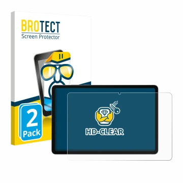 Front side of a product packaging with the brand logo BROTECT. Next to it is the device Samsung Galaxy Tab S11 shown with the 