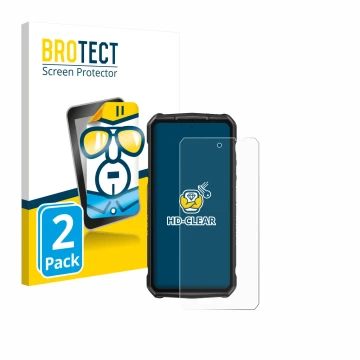 Front side of a product packaging with the brand logo BROTECT. Next to it is the device Ulefone Armor 29 Ultra shown with the 