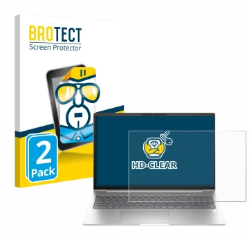 Front side of a product packaging with the brand logo BROTECT. Next to it is the device HP EliteBook 6 G1i 13 shown with the c