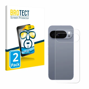 Front side of a product packaging with the brand logo BROTECT. Next to it is the device Google Pixel 10 Pro (Back) shown with 