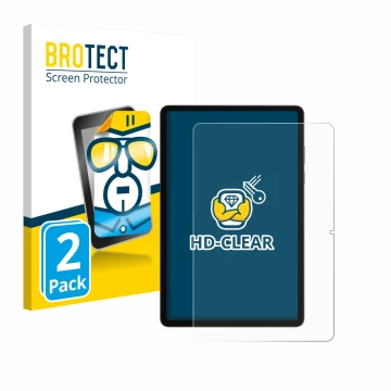 Front side of a product packaging with the brand logo BROTECT. Next to it is the device Samsung Galaxy Tab S11 (portrait) show