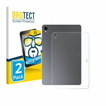 Front side of a product packaging with the brand logo BROTECT. Next to it is the device Samsung Galaxy Tab S11 (Back) shown wi
