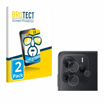 Front side of a product packaging with the brand logo BROTECT. Next to it is the device Xiaomi Redmi Note 14 4G (ONLY Camera L