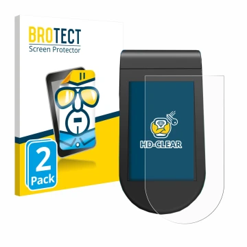 Front side of a product packaging with the brand logo BROTECT. Next to it is the device SoFlow SO4 Pro MAX shown with the corr