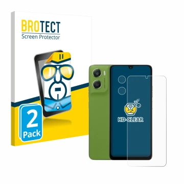 Front side of a product packaging with the brand logo BROTECT. Next to it is the device Motorola Moto G06 Power (Front+Camera)