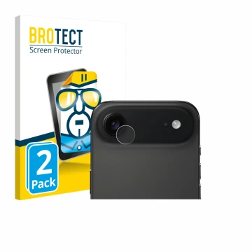 Front side of a product packaging with the brand logo BROTECT. Next to it is the device Apple iPhone Air (ONLY Camera Lens) sh