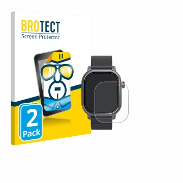 Front side of a product packaging with the brand logo BROTECT. Next to it is the device Kospet Pulse shown with the correspond