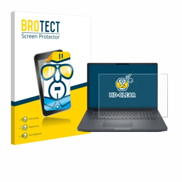 Front side of a product packaging with the brand logo BROTECT. Next to it is the device Dell Pro Max 18 shown with the corresp