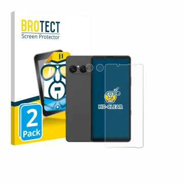 Front side of a product packaging with the brand logo BROTECT. Next to it is the device Sony Xperia 10 VII (Front+Camera) show