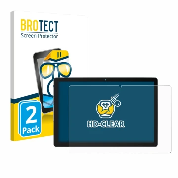 Front side of a product packaging with the brand logo BROTECT. Next to it is the device Yicty MB1001 10.1