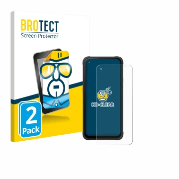 Front side of a product packaging with the brand logo BROTECT. Next to it is the device Hammer Blade V 5G shown with the corre