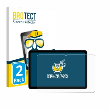 Front side of a product packaging with the brand logo BROTECT. Next to it is the device Tabwee T80 10.1