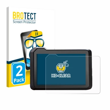 Front side of a product packaging with the brand logo BROTECT. Next to it is the device KTM 990 Duke 2024 shown with the corre