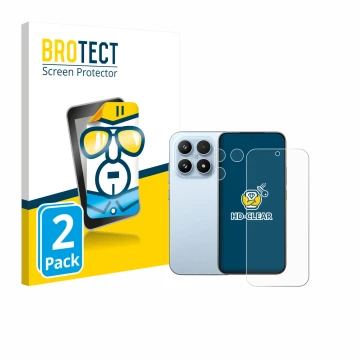 Front side of a product packaging with the brand logo BROTECT. Next to it is the device Xiaomi 17 (Front+Camera) shown with th