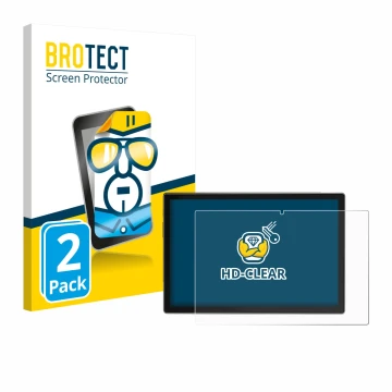 Front side of a product packaging with the brand logo BROTECT. Next to it is the device Antemper D115 10.1