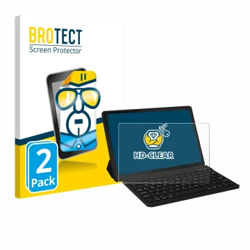 Front side of a product packaging with the brand logo BROTECT. Next to it is the device Laptok LAPA7LBK 11