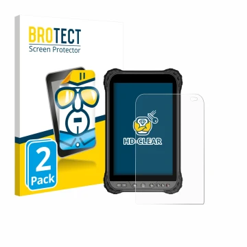 Front side of a product packaging with the brand logo BROTECT. Next to it is the device Zoomsmart A8004 Series shown with the 