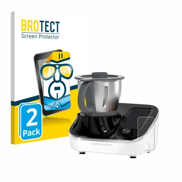Front side of a product packaging with the brand logo BROTECT. Next to it is the device TOKIT Omni Cook C2 shown with the corr