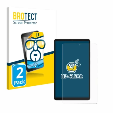 Front side of a product packaging with the brand logo BROTECT. Next to it is the device Samsung Galaxy Tab A11 8.7