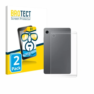 Front side of a product packaging with the brand logo BROTECT. Next to it is the device Samsung Galaxy Tab A11 8.7