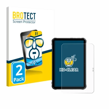 Front side of a product packaging with the brand logo BROTECT. Next to it is the device Blackview Active 7 shown with the corr