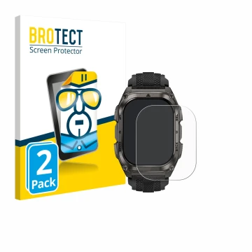Front side of a product packaging with the brand logo BROTECT. Next to it is the device Kospet Tank M4 shown with the correspo
