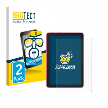 Front side of a product packaging with the brand logo BROTECT. Next to it is the device Amazon Fire HD 8 2024 shown with the c