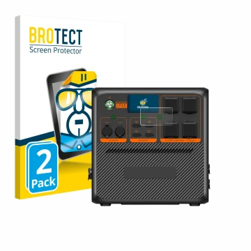Front side of a product packaging with the brand logo BROTECT. Next to it is the device Bluetti AC240P shown with the correspo
