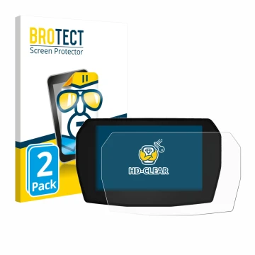 Front side of a product packaging with the brand logo BROTECT. Next to it is the device Ducati Panigale V2 2025 shown with the