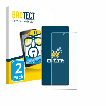 Front side of a product packaging with the brand logo BROTECT. Next to it is the device ZTE Nubia Red Magic 11 Pro shown with 