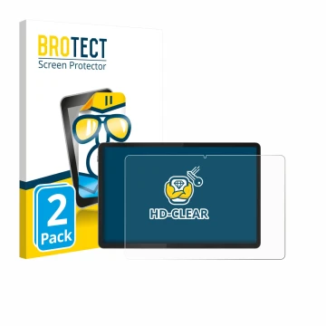 Front side of a product packaging with the brand logo BROTECT. Next to it is the device Lenovo Idea Tab Plus 12.1