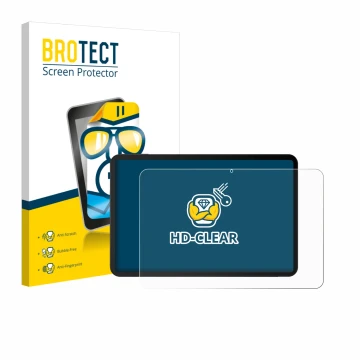 Front side of a product packaging with the brand logo BROTECT. Next to it is the device Doogee Tab G6 Max shown with the corre