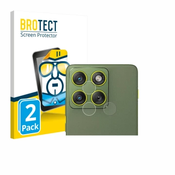 Front side of a product packaging with the brand logo BROTECT. Next to it is the device Motorola Edge 70 (ONLY Camera Lens) sh