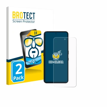 Front side of a product packaging with the brand logo BROTECT. Next to it is the device Nothing Phone (3a) Lite shown with the