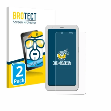 Front side of a product packaging with the brand logo BROTECT. Next to it is the device Boox Palma 2 Pro shown with the corres