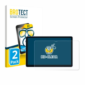 Front side of a product packaging with the brand logo BROTECT. Next to it is the device Itel VistaTab 30 shown with the corres