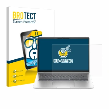 Front side of a product packaging with the brand logo BROTECT. Next to it is the device HP ProBook 4 G1a 14