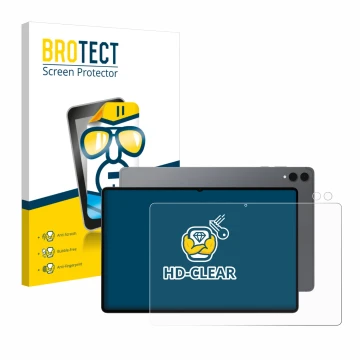 Front side of a product packaging with the brand logo BROTECT. Next to it is the device Samsung Galaxy Tab S11 Ultra (Front+Ca