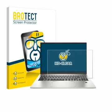 Front side of a product packaging with the brand logo BROTECT. Next to it is the device MSI Prestige A16 AI+ shown with the co