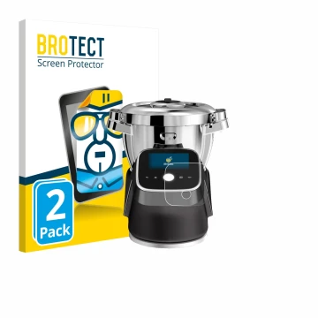 Front side of a product packaging with the brand logo BROTECT. Next to it is the device Moulinex i-Companion Touch Pro shown w