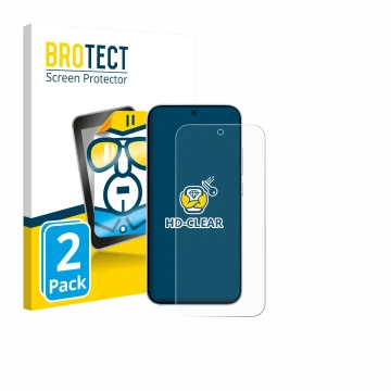 Front side of a product packaging with the brand logo BROTECT. Next to it is the device Oppo Reno 15 shown with the correspond