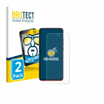 Front side of a product packaging with the brand logo BROTECT. Next to it is the device Motorola Edge 60 Neo shown with the co