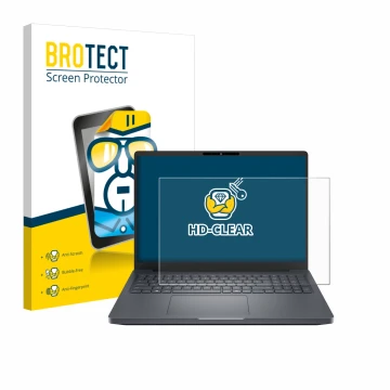 Front side of a product packaging with the brand logo BROTECT. Next to it is the device Dell Pro Max 16 Plus shown with the co