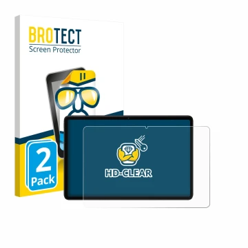 Front side of a product packaging with the brand logo BROTECT. Next to it is the device Xiaomi Redmi Pad 2 Pro 5G shown with t