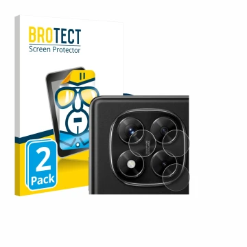 Front side of a product packaging with the brand logo BROTECT. Next to it is the device Xiaomi Redmi Note 14 Pro 4G (ONLY Came