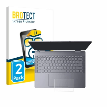 Front side of a product packaging with the brand logo BROTECT. Next to it is the device Lenovo IdeaPad 5 2-in-1 14