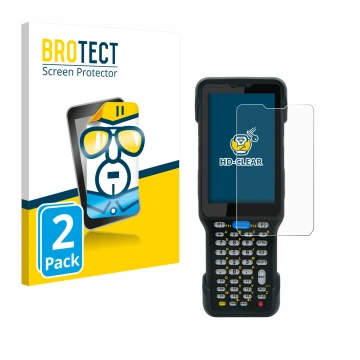 Front side of a product packaging with the brand logo BROTECT. Next to it is the device Unitech HT730 shown with the correspon