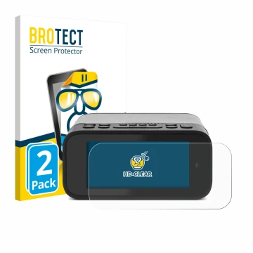 Front side of a product packaging with the brand logo BROTECT. Next to it is the device TechniSat Digitradio 52 BT shown with 