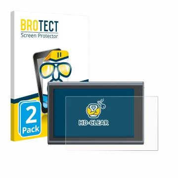 Front side of a product packaging with the brand logo BROTECT. Next to it is the device SmallRig Wireless Monitor shown with t