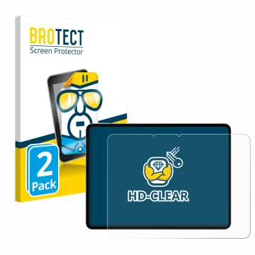 Front side of a product packaging with the brand logo BROTECT. Next to it is the device realme Pad 3 shown with the correspond